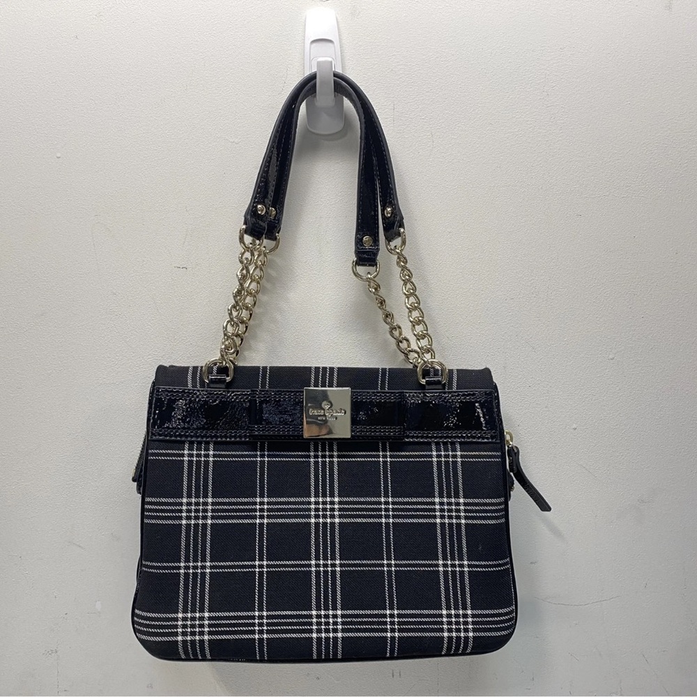Kate Spade Black and White Plaid Shoulder Bag